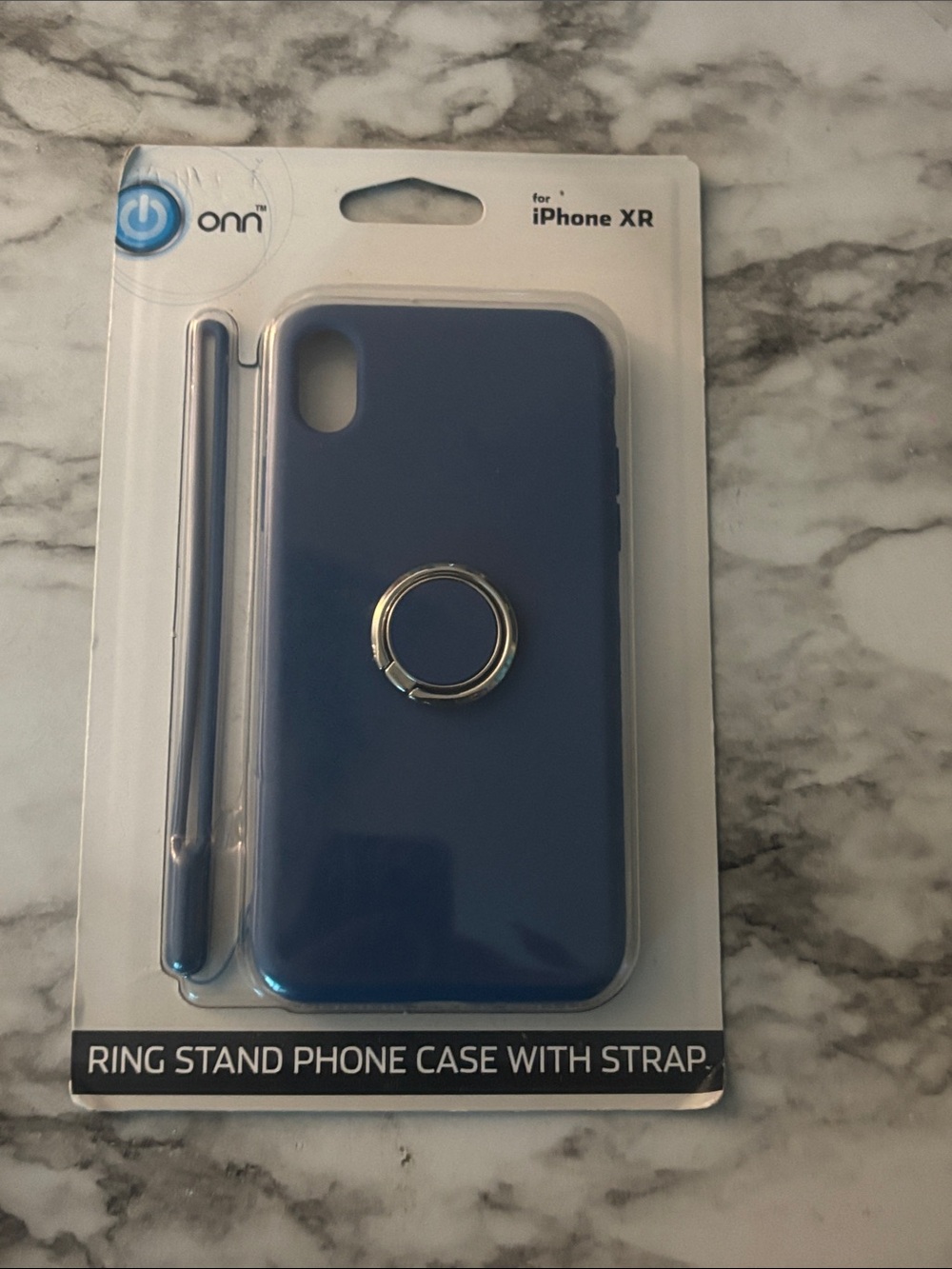 Onn Running Blue Ring-Stand Phone Case with Matching Strap for iPhone XR